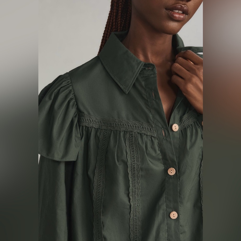 Farm Rio Collared Button Front Shift Mini Dress, Size S - Picture 4 of 10